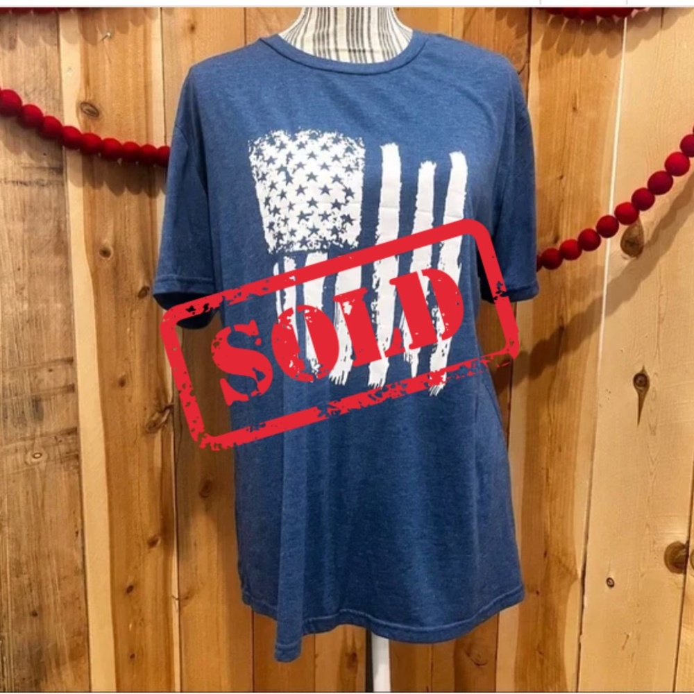 Blue Unisex American Flag Tee